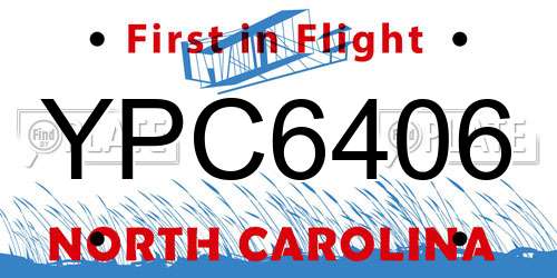 YPC6406 North Carolina License Plate