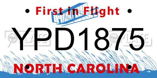 YPD1875 North Carolina License Plate