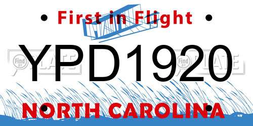 YPD1920 North Carolina License Plate