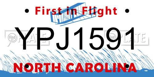 YPJ1591 North Carolina License Plate