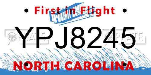 YPJ8245 North Carolina License Plate