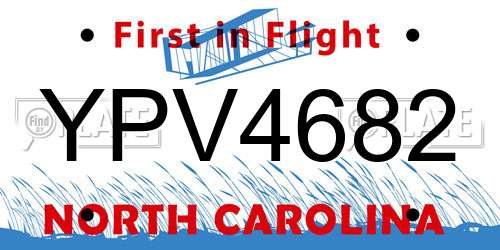 YPV4682 North Carolina License Plate