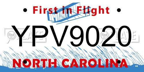 YPV9020 North Carolina License Plate