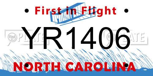 YR1406 North Carolina License Plate