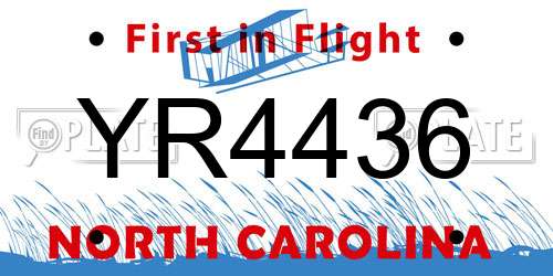 YR4436 North Carolina License Plate
