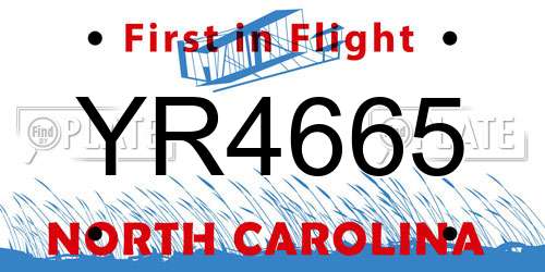 YR4665 North Carolina License Plate