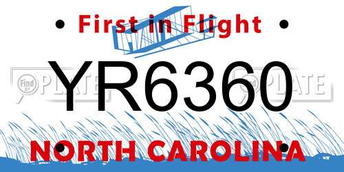 YR6360 North Carolina License Plate