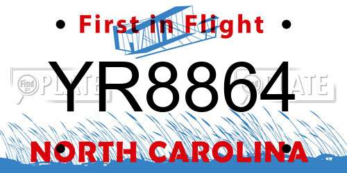 YR8864 North Carolina License Plate