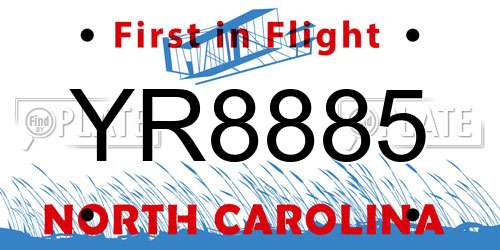 YR8885 North Carolina License Plate
