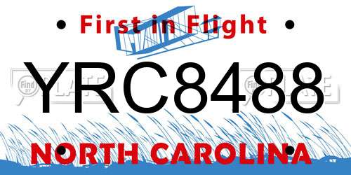 YRC8488 North Carolina License Plate