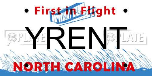 YRENT North Carolina License Plate