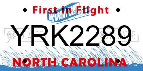 YRK2289 North Carolina License Plate
