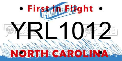 YRL1012 North Carolina License Plate