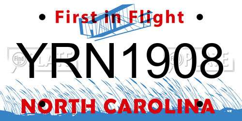 YRN1908 North Carolina License Plate