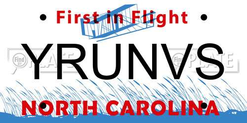 YRUNVS North Carolina License Plate