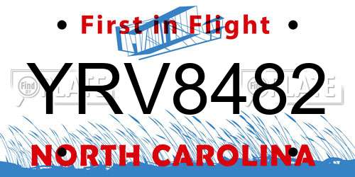 YRV8482 North Carolina License Plate