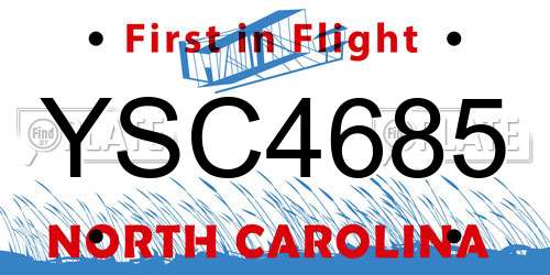 YSC4685 North Carolina License Plate