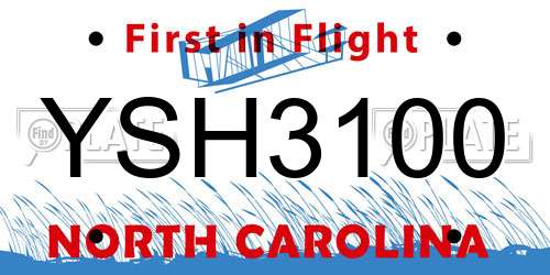 YSH3100 North Carolina License Plate