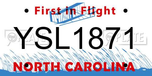 YSL1871 North Carolina License Plate