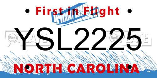YSL2225 North Carolina License Plate