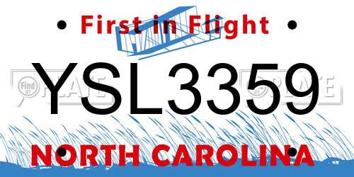 YSL3359 North Carolina License Plate