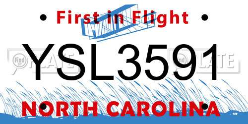 YSL3591 North Carolina License Plate