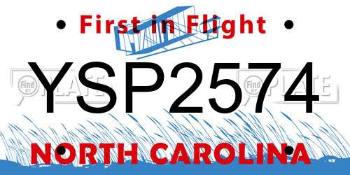 YSP2574 North Carolina License Plate