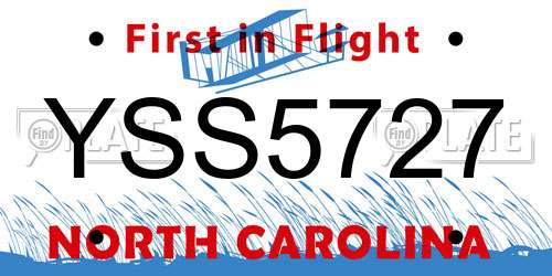 YSS5727 North Carolina License Plate