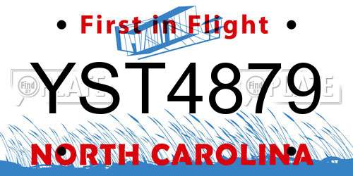 YST4879 North Carolina License Plate