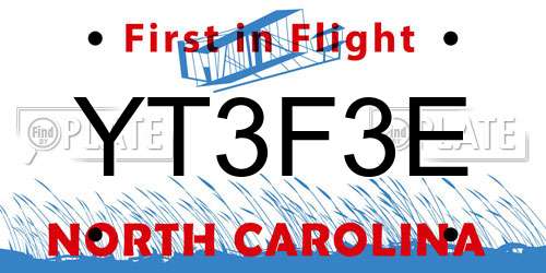 YT3F3E North Carolina License Plate