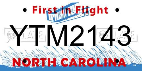 YTM2143 North Carolina License Plate