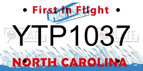YTP1037 North Carolina License Plate