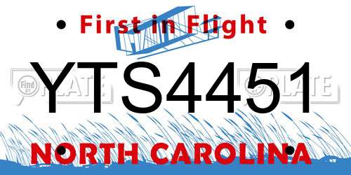 YTS4451 North Carolina License Plate