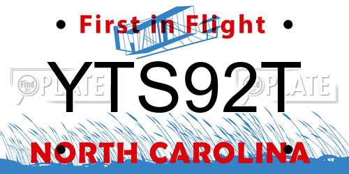 YTS92T North Carolina License Plate