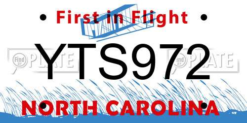 YTS972 North Carolina License Plate