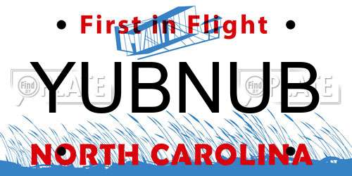 YUBNUB North Carolina License Plate