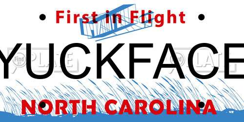 YUCKFACE North Carolina License Plate