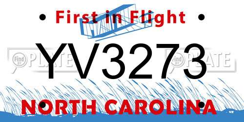 YV3273 North Carolina License Plate