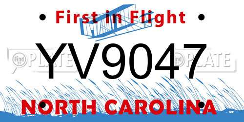 YV9047 North Carolina License Plate