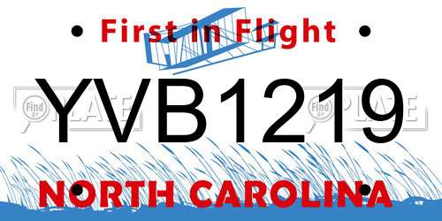 YVB1219 North Carolina License Plate