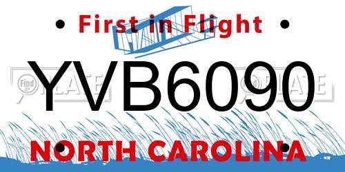 YVB6090 North Carolina License Plate
