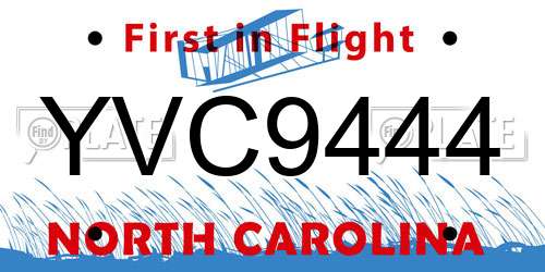 YVC9444 North Carolina License Plate