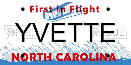 YVETTE North Carolina License Plate
