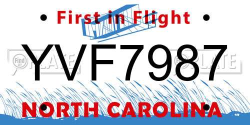 YVF7987 North Carolina License Plate