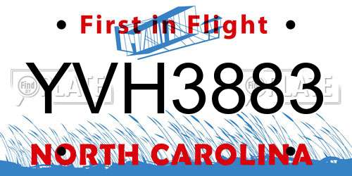 YVH3883 North Carolina License Plate