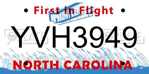 YVH3949 North Carolina License Plate