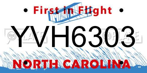 YVH6303 North Carolina License Plate