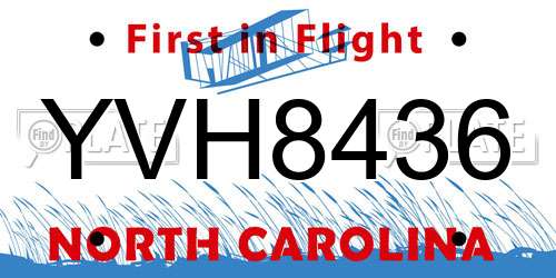 YVH8436 North Carolina License Plate