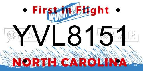 YVL8151 North Carolina License Plate