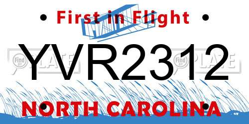 YVR2312 North Carolina License Plate